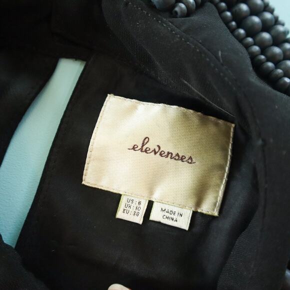 Anthropologie x Elevenses Black Beaded Sleeveless Twee Wide Leg Jumpsuit Size 6 - Picture 6 of 12